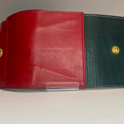 高級イタリアンレザー　ミニマムウォレットレッドフラップ　エルバマット（コンパクト財布　ミニ財布　小さい財布） 3枚目の画像