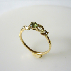 デマントイドガーネットとダイヤのオリーブの指輪 4枚目の画像