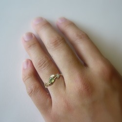 デマントイドガーネットとダイヤのオリーブの指輪 5枚目の画像