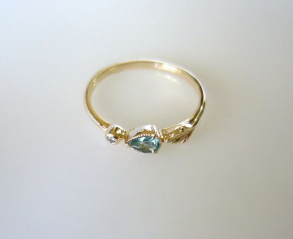 グランディディエライトとダイヤのK14の指輪 3枚目の画像