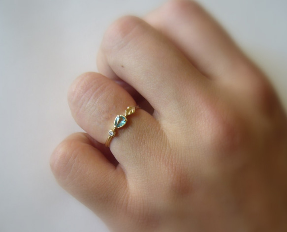 グランディディエライトとダイヤのK14の指輪 4枚目の画像
