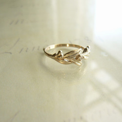 ダイヤとリーフのK10の指輪 3枚目の画像