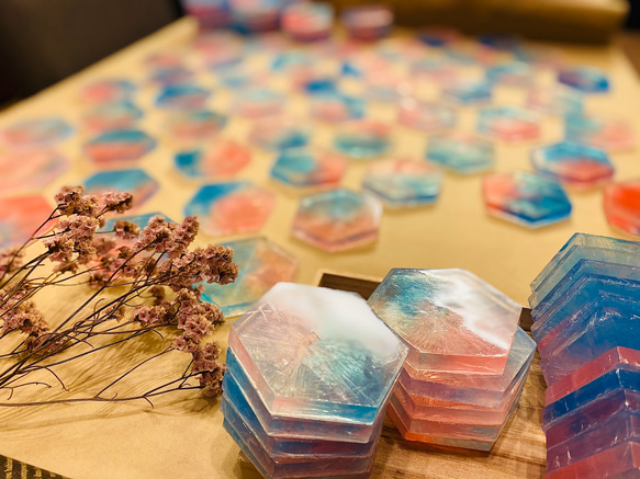 席札】【プチギフト 】宝石石鹸 Hexagon blue×pink 30個セット その他