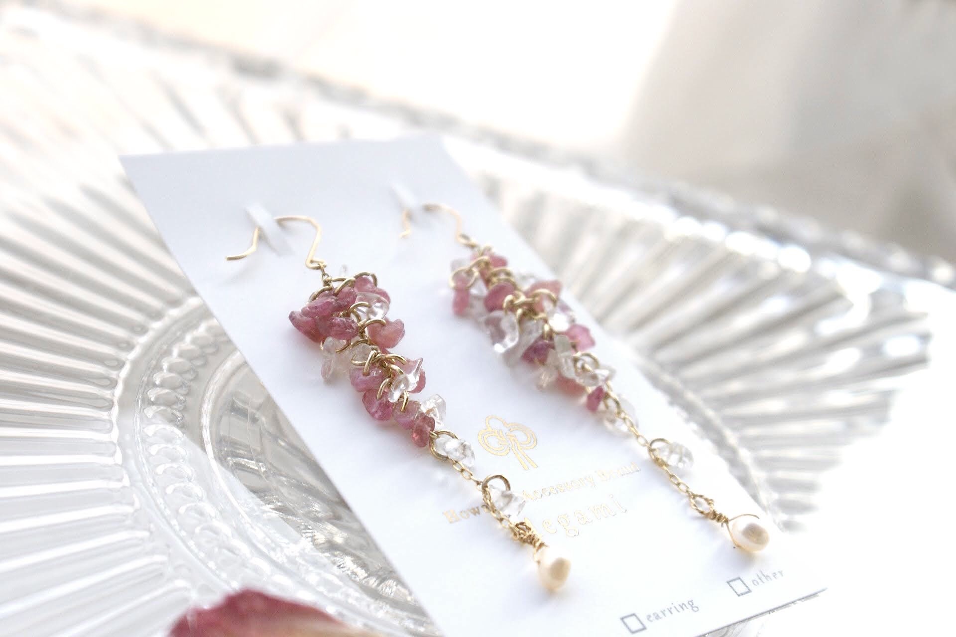 ピンクトルマリン×あこや真珠「藤-fuji-」（316L）