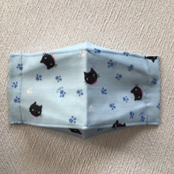 1枚　500円　ダブルガーゼ　水色猫ちゃん　西村大臣　折り上げ立体マスク　舟形 3枚目の画像