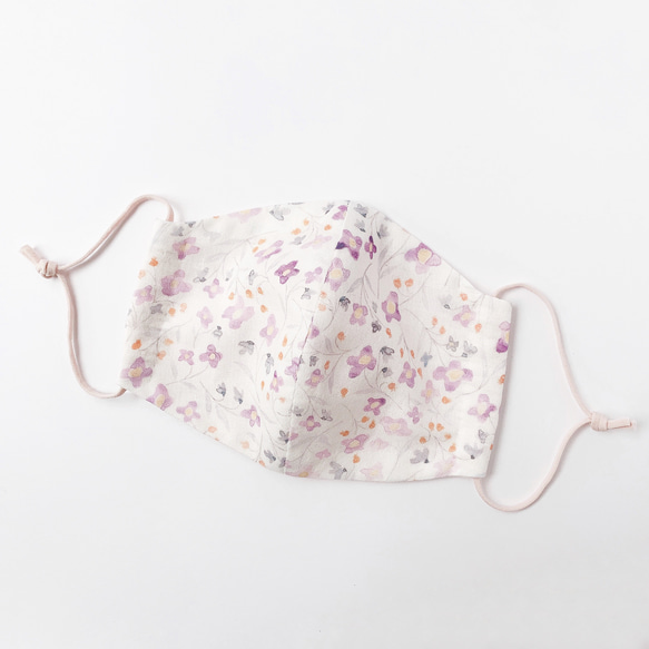 漂亮的紫羅蘭花圖案春面罩 手工縫製 蓬鬆柔軟的雙層紗布放鬆 第2張的照片