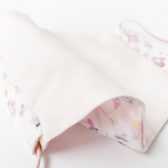 漂亮的紫羅蘭花圖案春面罩 手工縫製 蓬鬆柔軟的雙層紗布放鬆 第5張的照片
