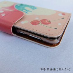 手帳型スマホケース  iphone Android ほぼ全機種対応 【クリームソーダ エメラルド】 3枚目の画像