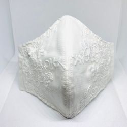 「再販」レースマスク　⑬ オーガニックコットン　結婚式　ホワイト　小花　フォーマルマスク　抗菌マスク　レース 2枚目の画像