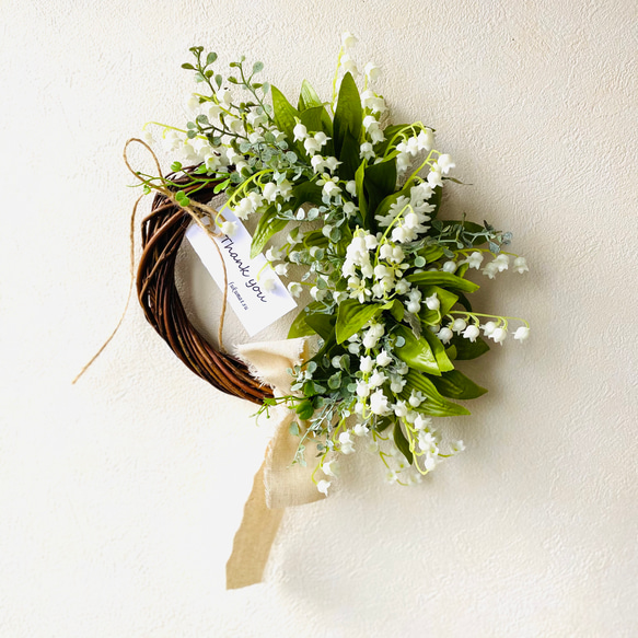 再販　すずらんのリース　結婚祝い　プレゼント　誕生日　ウェディング　プレゼント　アーティフィシャルフラワー　　 4枚目の画像