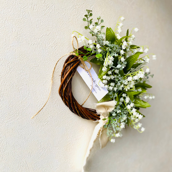 再販　すずらんのリース　結婚祝い　プレゼント　誕生日　ウェディング　プレゼント　アーティフィシャルフラワー　　 6枚目の画像
