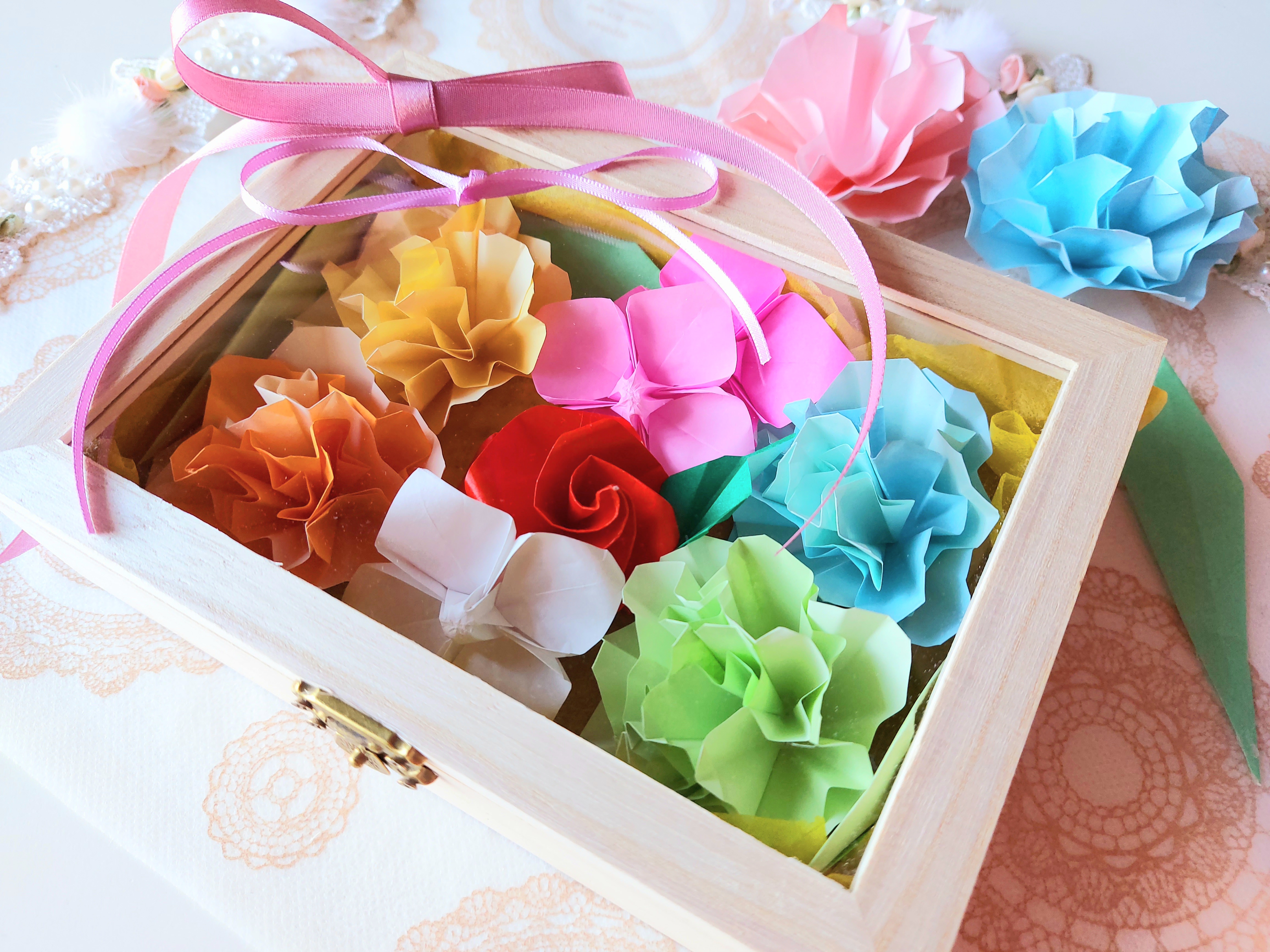 折り紙1枚でできる】可愛い 花束の折り方 Origami Bouquet