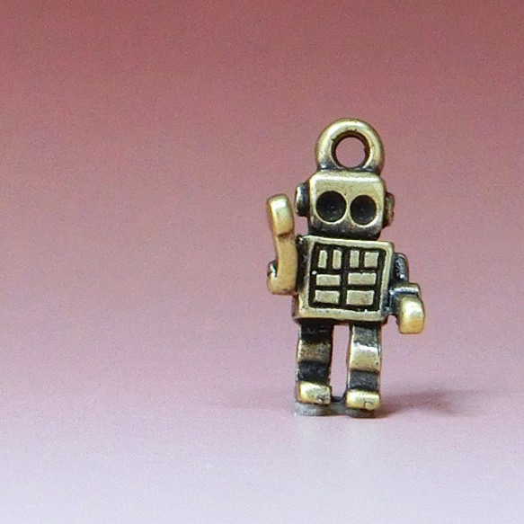 ロボット　メタルチャーム（金古美）　３個セット 1枚目の画像