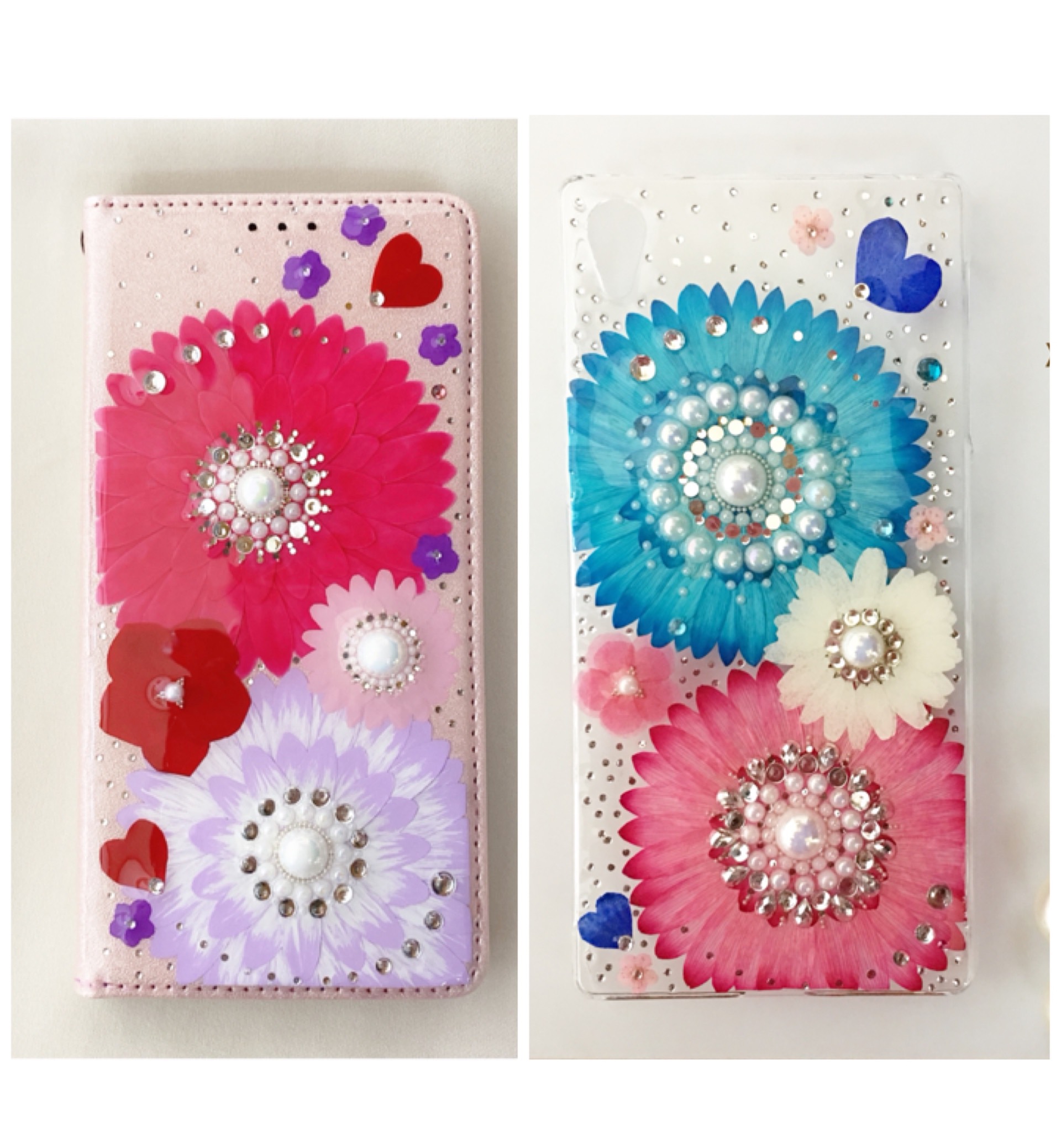 4700〜 花色変更も出来ます♡ペイントスマホケース 押し花ケース