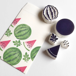 消しゴムはんこNo.189  ちびくまとスイカ 消しゴムはんこNo.189 ちびくまとスイカ