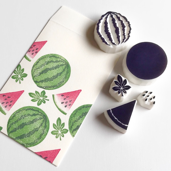 すいかの消しゴムはんこセット＊暑中見舞い・残暑見舞いにも♫ はんこ
