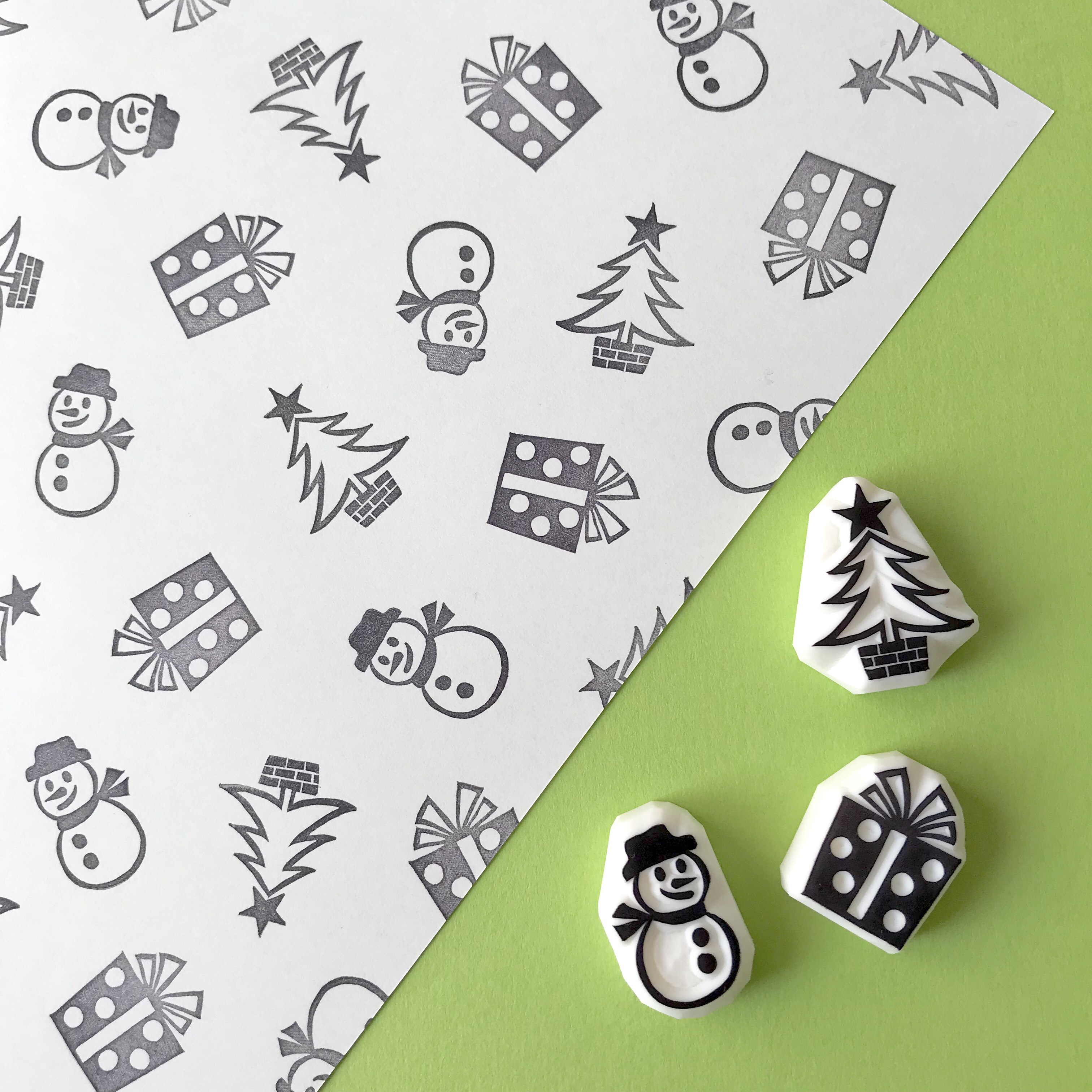 消しゴムはんこNo.326 冬のリーフセット クリスマス