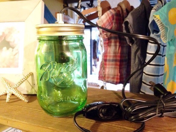 罐子燈 - 玻璃瓶檯燈 - 綠色 第2張的照片