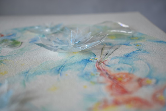 【1点物】泳ぐ折り紙の金魚　水彩画 5枚目の画像