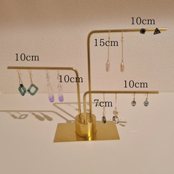【穴ありver.】ピアススタンド 3本  真鍮製 オリジナル　ネックレス   アクセサリー kmetal 5枚目の画像