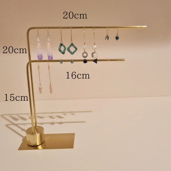 【穴ありver.】ピアススタンド 2本  真鍮製 オリジナル　ネックレス   アクセサリー kmetal 3枚目の画像