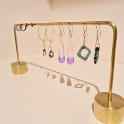 門型 穴ありver.】ピアススタンド 1本 真鍮製 ネックレスにも