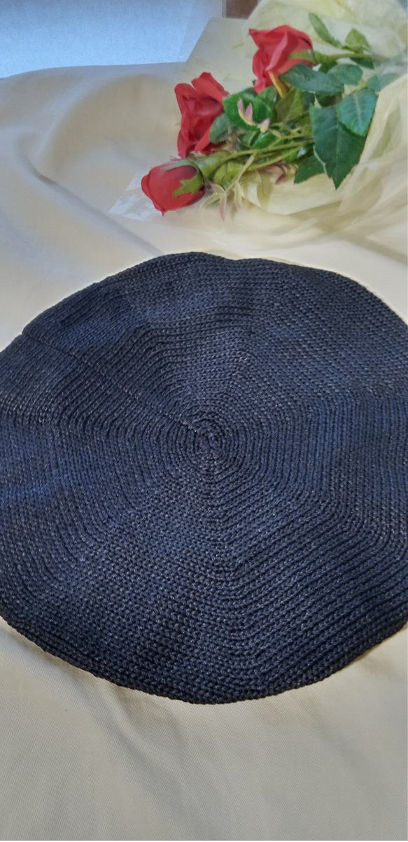 　受注製作の　シルクベレー帽子　黒 2枚目の画像