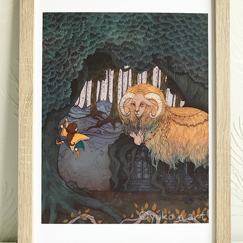 オリジナルイラスト・プリント/複製画・2L・A4】守護神 / Guardian