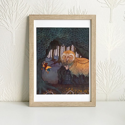 油絵絵画原画オオカミと赤ずきん