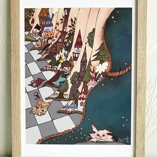 ハンドメイド　アート掛軸リバーシブル　オリジナルイラスト ハンドメイド アート掛軸リバーシブル オリジナルイラスト