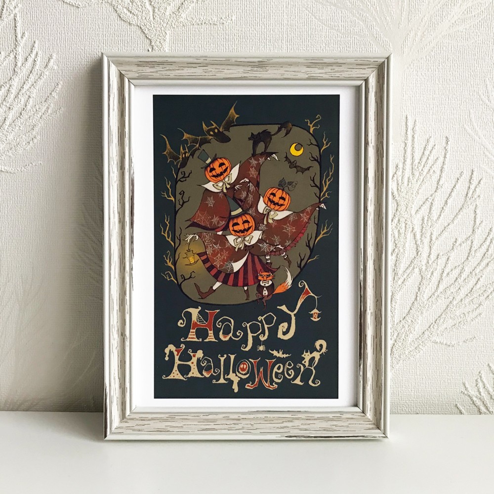 オリジナルイラスト・プリント/複製画・2L・A4】ハロウィン Happy