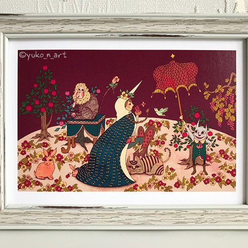 オリジナルイラスト・プリント/複製画・2L・A4】貴婦人は一角獣