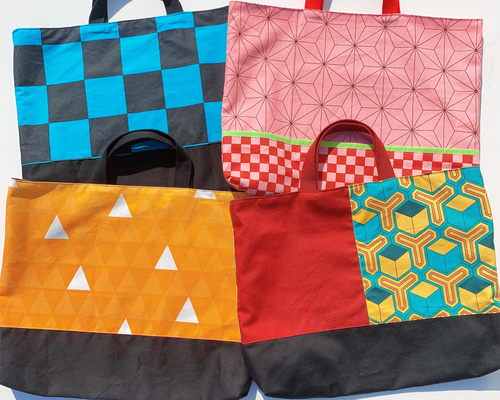 レッスンバッグ 入園 入学 市松文様 市松模様 亀甲柄 鱗文様 鱗模様