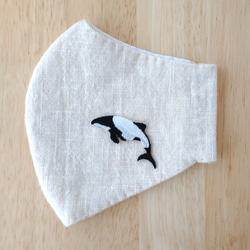 【手縫い】夏マスク(立体) フィルターポケット付き　Mサイズ(イロワケイルカ) 1枚目の画像