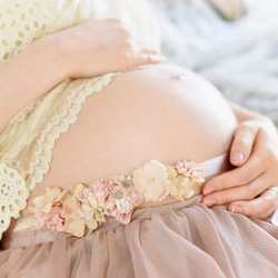 マタニティサッシュベルト＊布花＊オーダーメイド 2枚目の画像