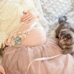 マタニティサッシュベルト＊布花＊オーダーメイド 3枚目の画像