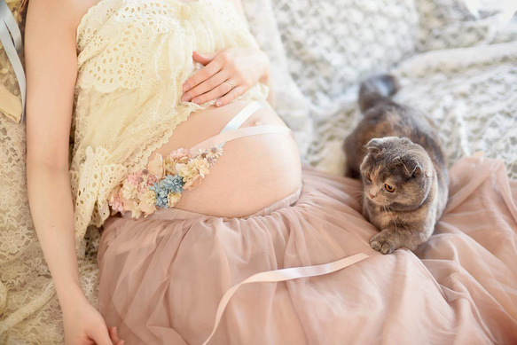 マタニティサッシュベルト＊布花＊オーダーメイド 3枚目の画像