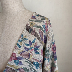 花柄小紋の羽織風ロングカーディガン　着物リメイク　アップサイクル 5枚目の画像