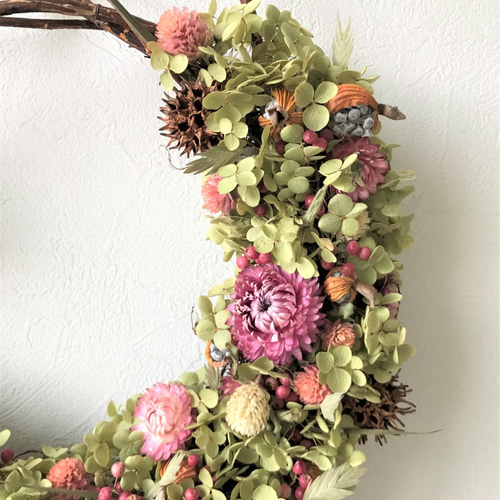 自然素材100％ドライフラワー 赤づるを使ったぬくもりハーフリース