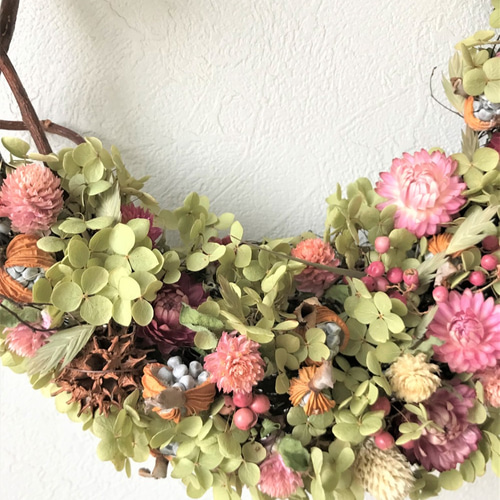 自然素材100％ドライフラワー 赤づるを使ったぬくもりハーフリース