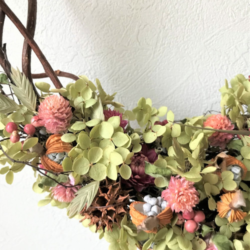 自然素材100％ドライフラワー 赤づるを使ったぬくもりハーフリース