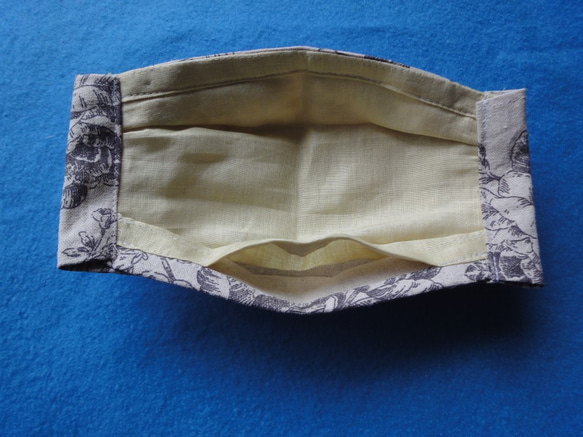 舟形マスク　(麻)　フィルターポケット、ノーズフィッター付き 3枚目の画像