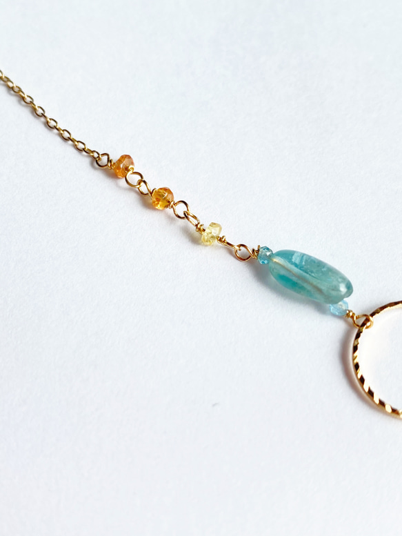 « soda » necklace+ 宝石質サファイアとアパタイトのネックレス AC/34 3枚目の画像