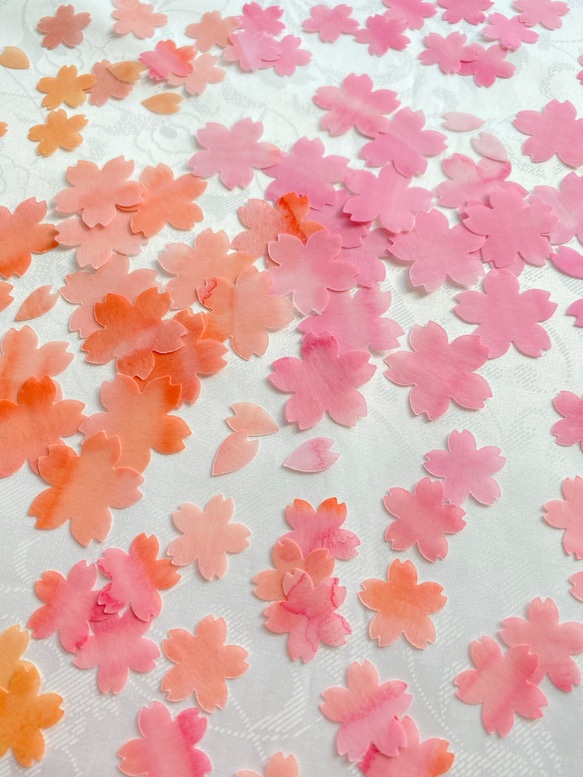 桜L・Mサイズ ほんのり透けるペーパーフレーク　クラフトパンチ　アルバム、色紙やラッピングに　D/423 5枚目の画像