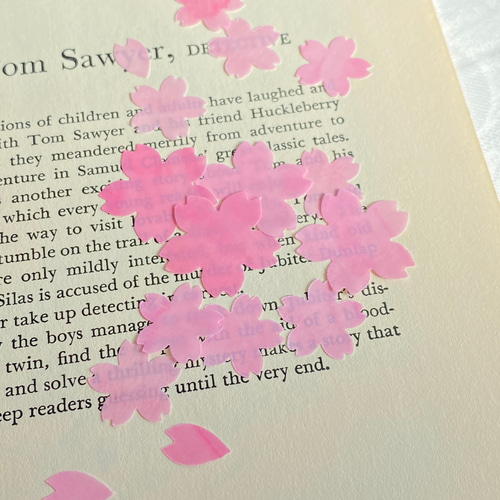 桜L・Mサイズ ほんのり透けるペーパーフレーク【ピンク×黄色】クラフト  