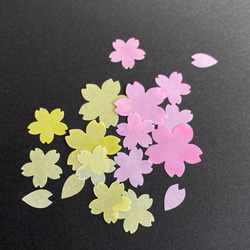 桜L・Mサイズ ほんのり透けるペーパーフレーク【ピンク×黄色】クラフトパンチ　アルバム、色紙やラッピングに 5枚目の画像