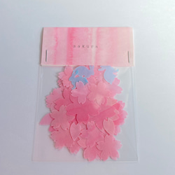 桜L・Mサイズ ほんのり透けるペーパーフレーク【ピンク×黄色】クラフトパンチ　アルバム、色紙やラッピングに 7枚目の画像