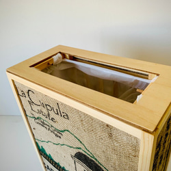 コーヒー豆の麻袋を再利用したダストボックス　Type-C 6枚目の画像