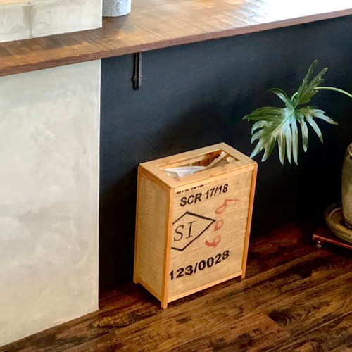 コーヒー豆の麻袋を再利用したダストボックス Type-C その他インテリア