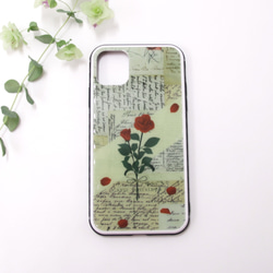 赤いバラと手紙のスマホケース・強化ガラス・iPhone用 4枚目の画像